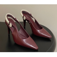 Good Quality Louis Vuitton Legacy Slingback Pumps 9cm in Leather Burgundy 1AHOCI 1022142