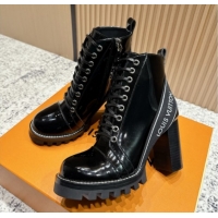Top Grade Louis Vuitton Star Trail Ankle Boots 9cm in Shiny Caflskin LV111820 Black 5111820