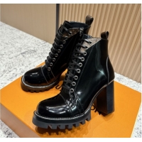 Pretty Style Louis Vuitton Star Trail Ankle Boots 9cm in Shiny Calfskin LV111824 Black
