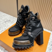 Most Popular Louis Vuitton Star Trail Ankle Boots 9cm in Mesh, Suede & Caflskin LV111826 Black