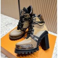 Expensive Louis Vuitton Star Trail Ankle Boots 9cm in Mesh, Suede & Caflskin LV111828 Khaki