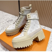 Best Grade Louis Vuitton Laureate Platform Desert Ankle Boots in Monogram 7cm LV111902 Beige