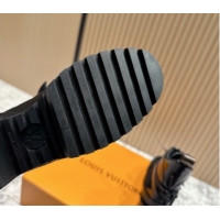 Comfortable Louis Vuitton Laureate Platform Desert Ankle Boots in Suede & Calfskin 7cm LV111904 Black