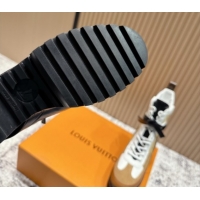 Luxurious Louis Vuitton Laureate Platform Desert Ankle Boots in Suede & Calfskin 7cm LV111905 Brown/Beige