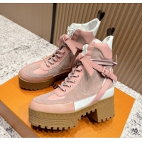 Durable Louis Vuitton Laureate Platform Desert Ankle Boots in Suede & Calfskin 7cm LV111906 Pink
