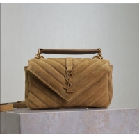 Low Cost Saint Laurent College Mini Chain Bag in Suede 779430 Brown 2025