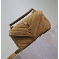 Low Cost Saint Laurent College Mini Chain Bag in Suede 779430 Brown 2025