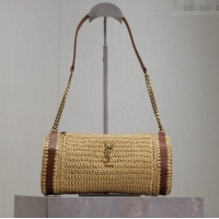 Famous Brand Saint Laurent Sade Mini Tube Bag in Raffia Straw 699704 Beige 2025