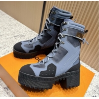 Best Product Louis Vuitton Laureate Platform Desert Ankle Boots in Calfskin 7cm LV111907 Grey/Black