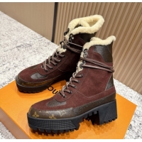 Purchase Louis Vuitton Laureate Platform Desert Wool Ankle Boots in Suede & Monogram 7cm LV111910 Brown