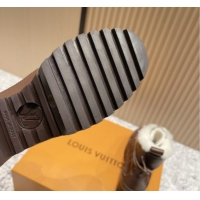 Best Grade Louis Vuitton Laureate Platform Desert Ankle Boots in Monogram Calfskin & Suede 7cm LV111916 Brown