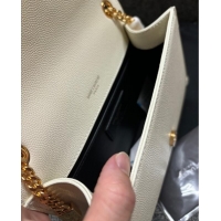 Luxury Discount Saint Laurent Kate Small Chain Bag in Grained Leather 469390 White/Gold 2025