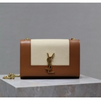 Top Quality Saint Laurent Kate Small Chain Bag in Cotton Linen and Leather 469390 Brown 2025