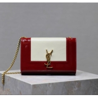 Top Grade Saint Laurent Kate Small Chain Bag in Leather 469390 Red/White 2025
