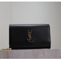 Good Quality Saint Laurent Kate Medium Chain Bag in Grained Leather 364021 Black/Gold 2025