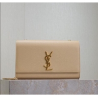 Big Discount Saint Laurent Kate Medium Chain Bag in Grained Leather 364021 Apricot 2025