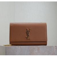 Best Quality Saint Laurent Kate Medium Chain Bag in Grained Leather 364021 Brown 2025