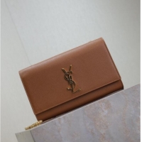 Best Quality Saint Laurent Kate Medium Chain Bag in Grained Leather 364021 Brown 2025