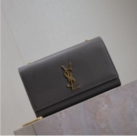 Cheap Saint Laurent Kate Medium Chain Bag in Grained Leather 364021 Grey 2025