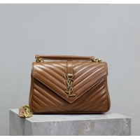 Top Quality Saint Laurent Medium Monogram College Bag in Leather 392737 Brown 2025