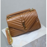 Top Quality Saint Laurent Medium Monogram College Bag in Leather 392737 Brown 2025