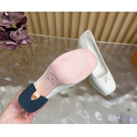 Luxury Louis Vuitton Swing Platform Pumps 11cm in Calf Leather White 1AIDF8 1219054