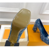 Shop Cheap Louis Vuitton Swing Platform Pumps 11cm in Blue Denim 1AIDF8 1219057