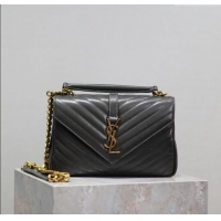 Top Quality Saint Laurent Medium Monogram College Bag in Leather 392737 Dark Grey 2025