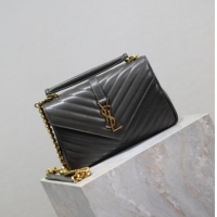 Top Quality Saint Laurent Medium Monogram College Bag in Leather 392737 Dark Grey 2025