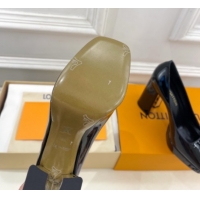 Duplicate Louis Vuitton Swing Platform Pumps 11cm in Patent Leather All Black 1AIDF8 1219059