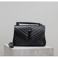 Promotional Saint Laurent Medium Monogram College Bag in Leather 392737 All Black 2025