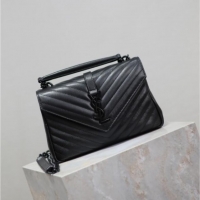 Promotional Saint Laurent Medium Monogram College Bag in Leather 392737 All Black 2025