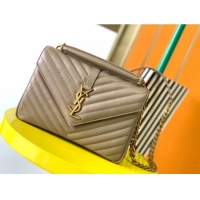 Top Design Saint Laurent Medium Monogram College Bag in Leather 392737 Beige 2025