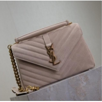 Good Looking Saint Laurent Medium Monogram College Bag in Suede 392737 Powder Grey 2025