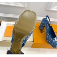 Popular Style Louis Vuitton Swing Platform Slingbacks Pump 11cm in Blue Denim 1AIDF8 1219062