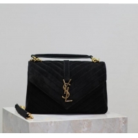 Trendy Design Saint Laurent Medium Monogram College Bag in Suede 392737 Black 2025