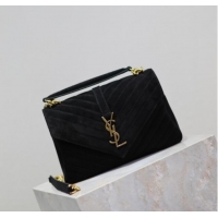 Trendy Design Saint Laurent Medium Monogram College Bag in Suede 392737 Black 2025