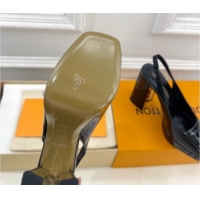 Luxurious Louis Vuitton Swing Platform Slingbacks Pump 11cm in Patent Leather All Black 1AIDF8 1219064