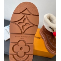 Good Quality Louis Vuitton Cortina Platform Ankle Boots in Suede and Wool Brown 1AIUEY 1219067