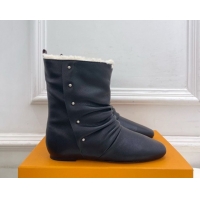 Classic Hot Louis Vuitton Nomad Flat Ankle Boots with Studs in Calf Leather Black 1AISDM 1219073