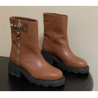 Good Product Louis Vuitton LV Beaubourg Ankle Boots with Strap in Calf Leather Brown 1AIDD8 1219076