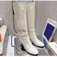 Shop Duplicate Louis Vuitton Midtown High Heel Boots 9.5cm in Calfskin Leather White 1AIUK0 1219079