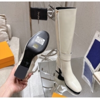 Shop Duplicate Louis Vuitton Midtown High Heel Boots 9.5cm in Calfskin Leather White 1AIUK0 1219079