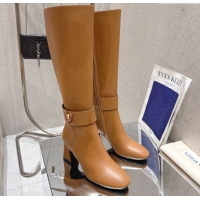 Good Quality Louis Vuitton Midtown High Heel Boots 9.5cm in Calfskin Leather Light Brown 1AIUK0 1219080