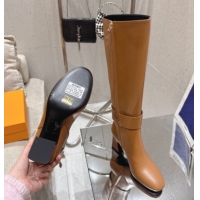 Good Quality Louis Vuitton Midtown High Heel Boots 9.5cm in Calfskin Leather Light Brown 1AIUK0 1219080