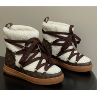 Best Product Louis Vuitton LV Cloud Lace-Up Ankle Boot Sneakers in Shearling and Monogram Canvas White 1AIV15 1219090