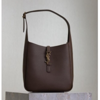 Best Quality Saint Laurent LE 5 A 7 Supple Small Hobo Bag in Grained Leather 713938 Pecan Brown 2025