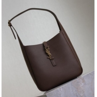Best Quality Saint Laurent LE 5 A 7 Supple Small Hobo Bag in Grained Leather 713938 Pecan Brown 2025