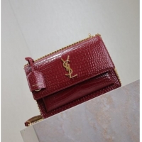 Grade Design Saint Laurent Sunset Medium Bag in Crocodile Embossed Leather 442906 Red 2025
