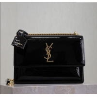 Buy Cheap Saint Laurent Sunset Medium Bag in Patent Leather 442906 Black/Gold 2025